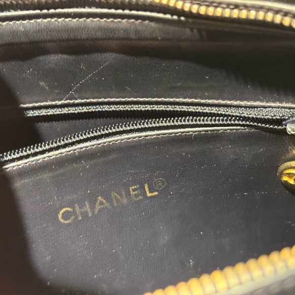 Vintage CC Lambskin Leather Chain Shopping Tote Bag Black/white - Picture 14 of 16